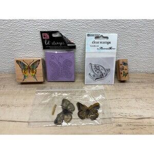 Set Of 6 Mixed Brands & Mixed Materials Stamps Butterflys
